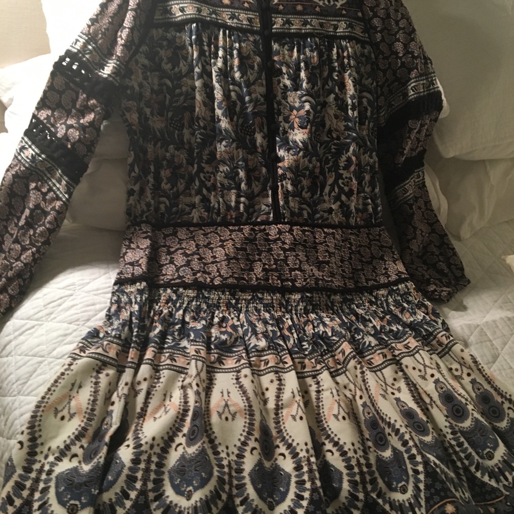 Sea navy/black/pink print dress